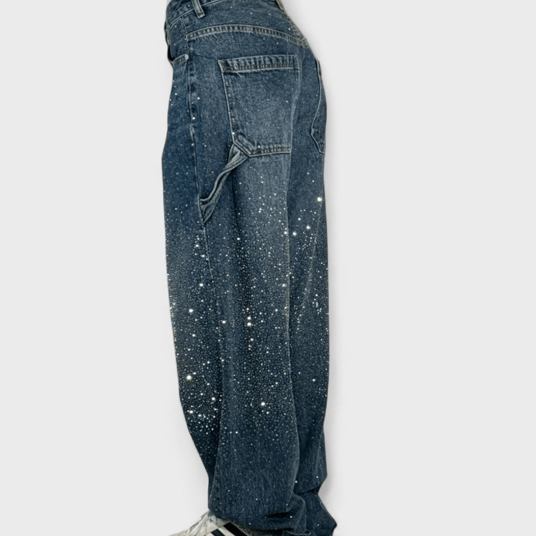 Julia - Modische Carpenter-Jeans im Ballonstil mit Glitzer