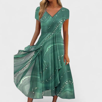 Isha – Elegantes V-Ausschnitt Midi Kleid