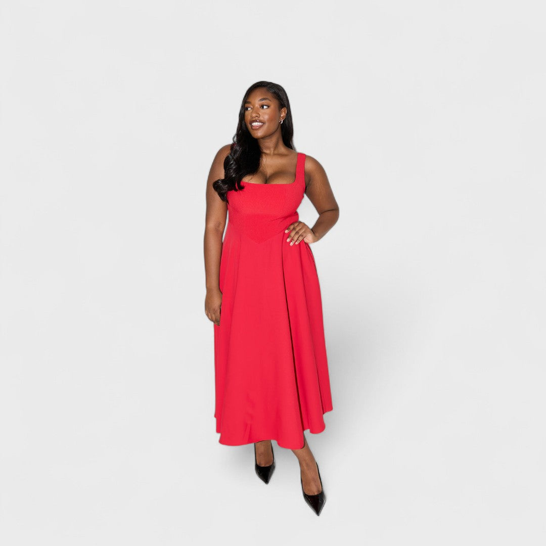 Amelia – Zeitloses fließendes Midi-Kleid