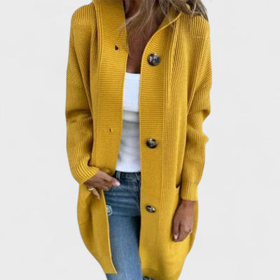 Adriana - Lange Jacke mit Kapuze und Knöpfen