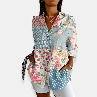 LYSSA™ | Blumenbluse mit Knopfverschluss