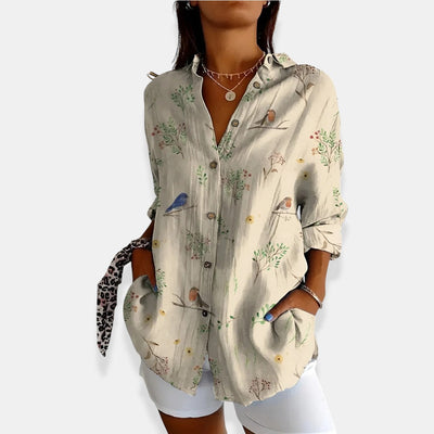 LYSSA™ | Blumenbluse mit Knopfverschluss