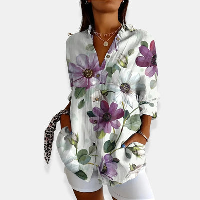LYSSA™ | Blumenbluse mit Knopfverschluss