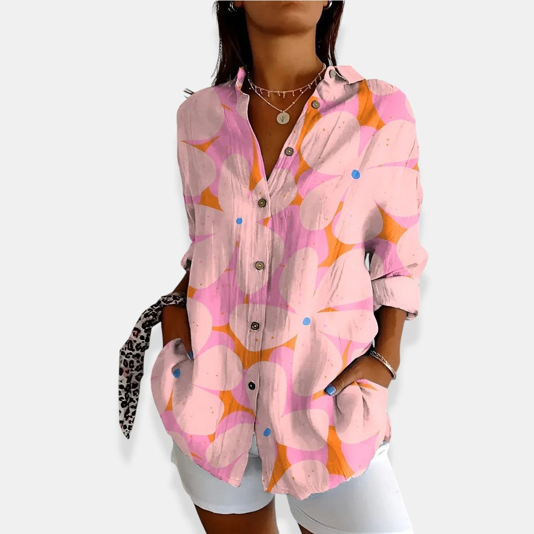 LYSSA™ | Blumenbluse mit Knopfverschluss