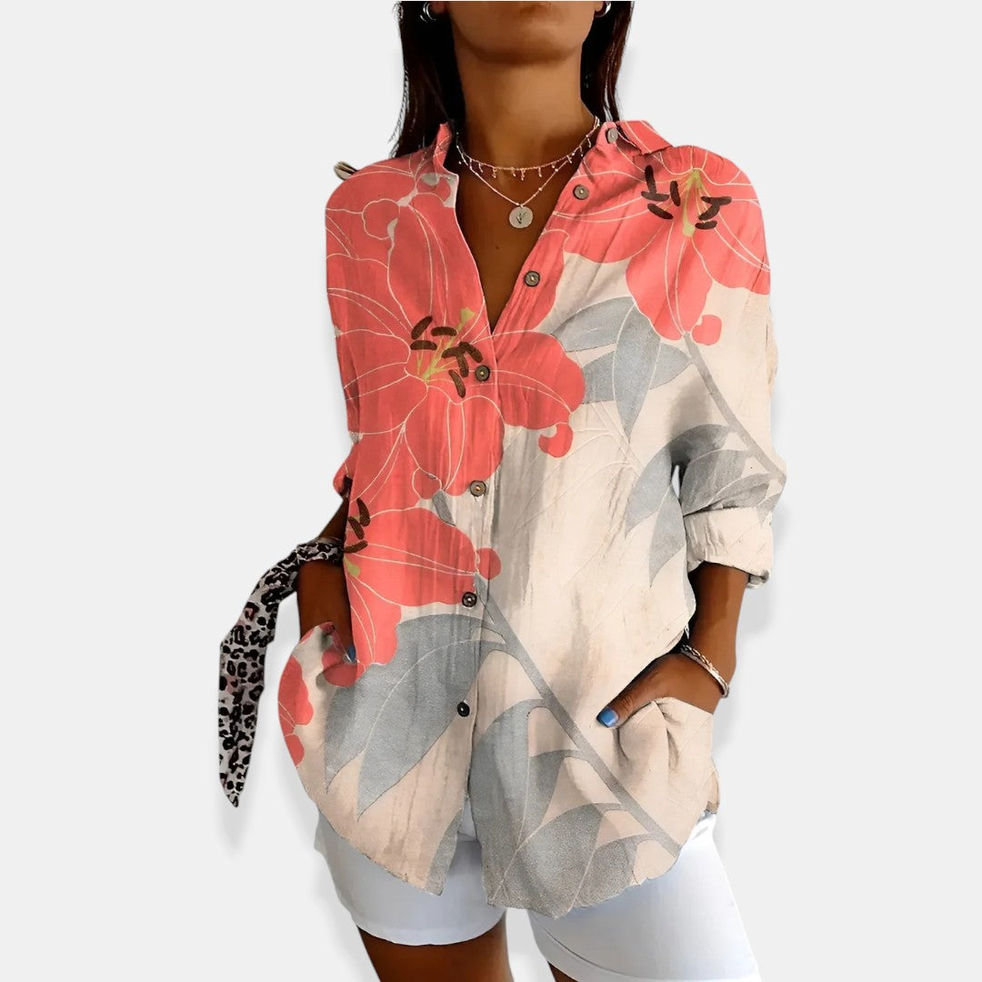 LYSSA™ | Blumenbluse mit Knopfverschluss