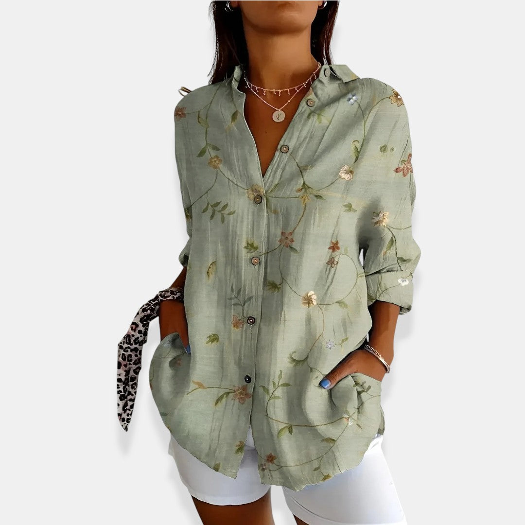 LYSSA™ | Blumenbluse mit Knopfverschluss
