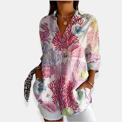LYSSA™ | Blumenbluse mit Knopfverschluss
